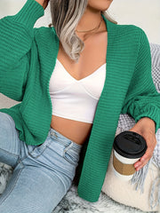 Casual Cardigan Women's Plus Solid Batwing Sleeve Open Front
