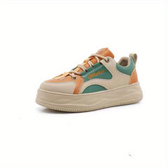 Women's Letter Pattern Board Shoes Lace Up Flat Athletic Sneakers