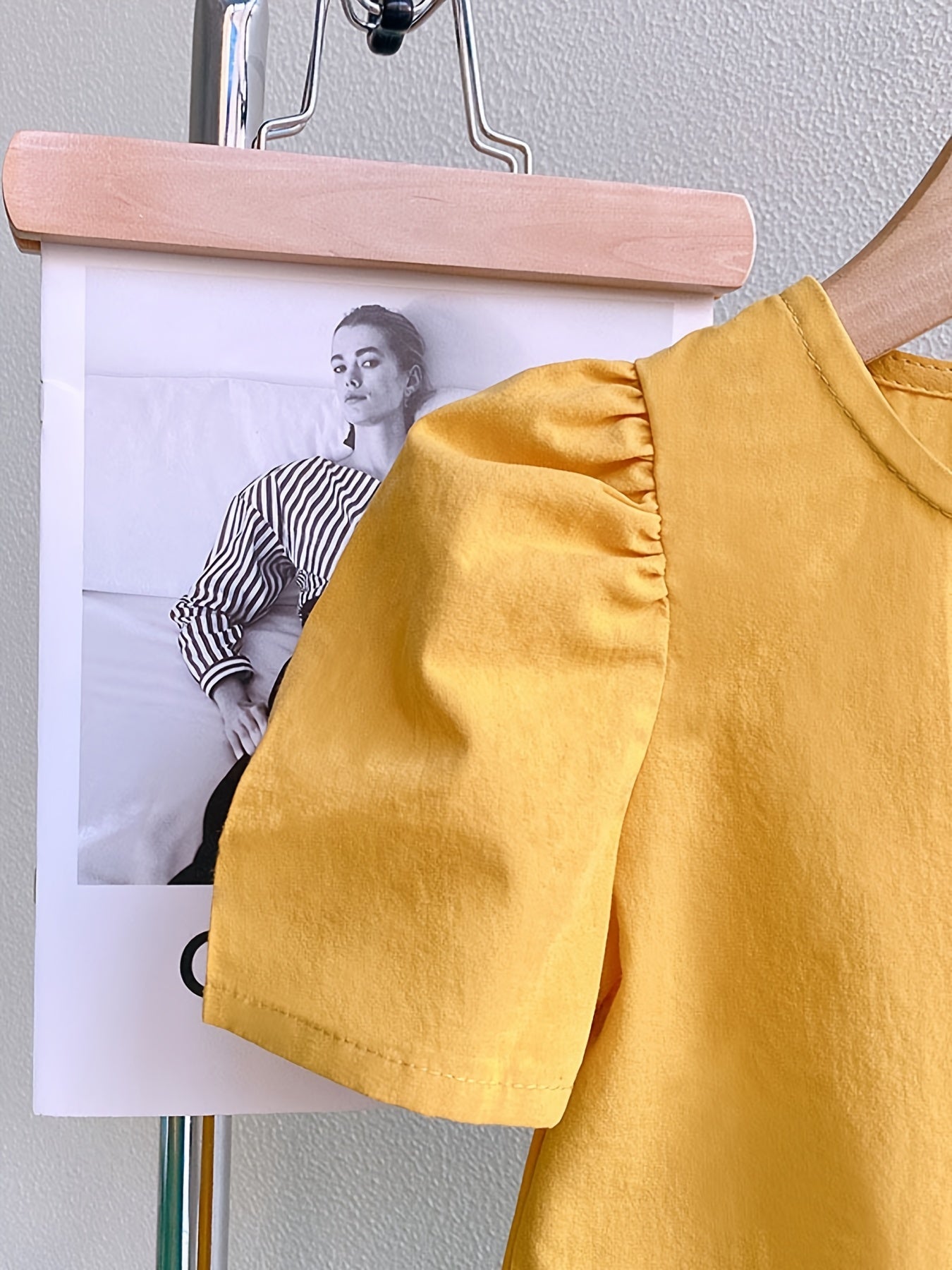 Girls Puff Sleeve Button Top & Shorts Set