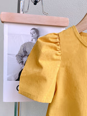 Girls Puff Sleeve Button Top & Shorts Set