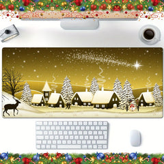 Christmas Dark Yellow Sky Stars Cartoon Mouse Pad