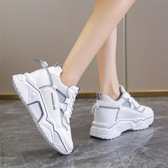 Women's Mesh Platform Sneakers Lace Up Running Shoes Breathable Comfortable