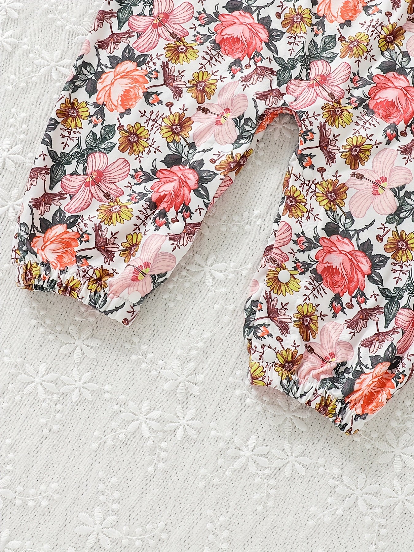Autumn Flower Graphic Baby Long Creeper Bodysuit