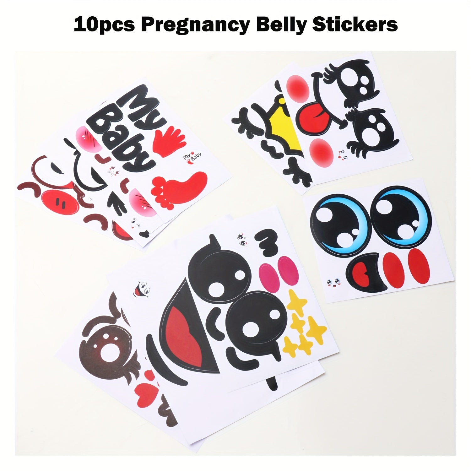 Maternity Pregnancy Belly Stickers Humorous Facial Expressions Photo Props