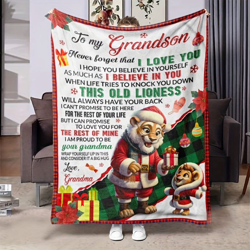 Lion Grandma Blanket Flannel Throw Grandson
