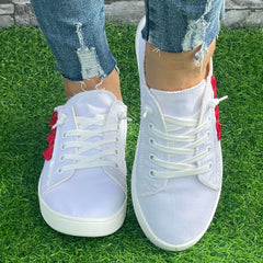 Love Heart Pattern Flat Shoes Casual Lightweight Comfortable Sport Run