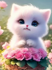 Sweet Flower & Cat Graphic Tee for Girls