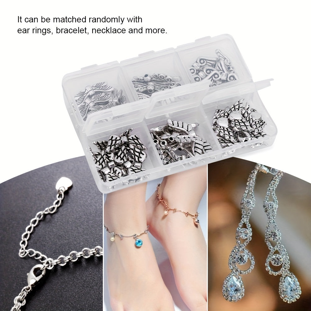 60pcs Angel Wing Beads DIY Jewelry Findings in Storage Box