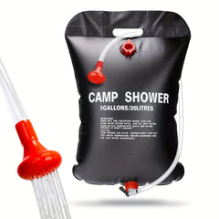 5 Gallon Portable Solar Shower Bag with Removable Hose and On Off Switchable Sho