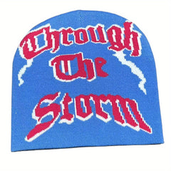 Colorful Gothic Lightning Bonnet Hat Knitted Skull Cap