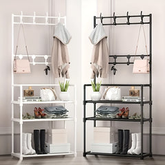 Metal Shoe Rack Coat Rack Entryway Storage Cabinet