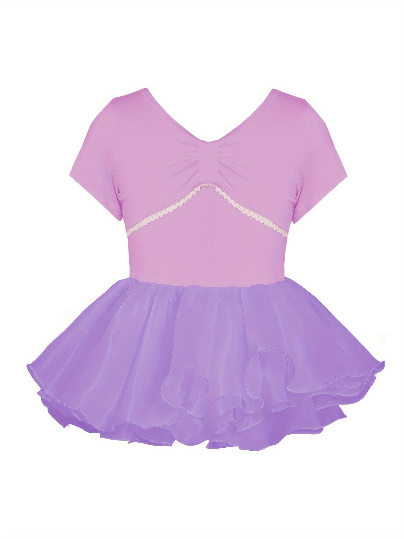 Girls Cotton Short Sleeve Tutu Dress Leotard for Dance