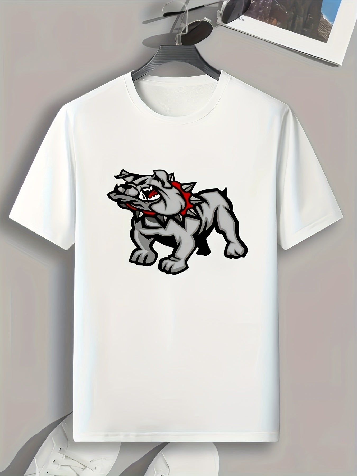 Fierce Dog Print Men's Graphic T-shirt for Summer