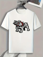 Fierce Dog Print Men's Graphic T-shirt for Summer