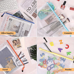 Set of 56 Mesh Zipper Bags for Organizing Puzzles & Office Supplies