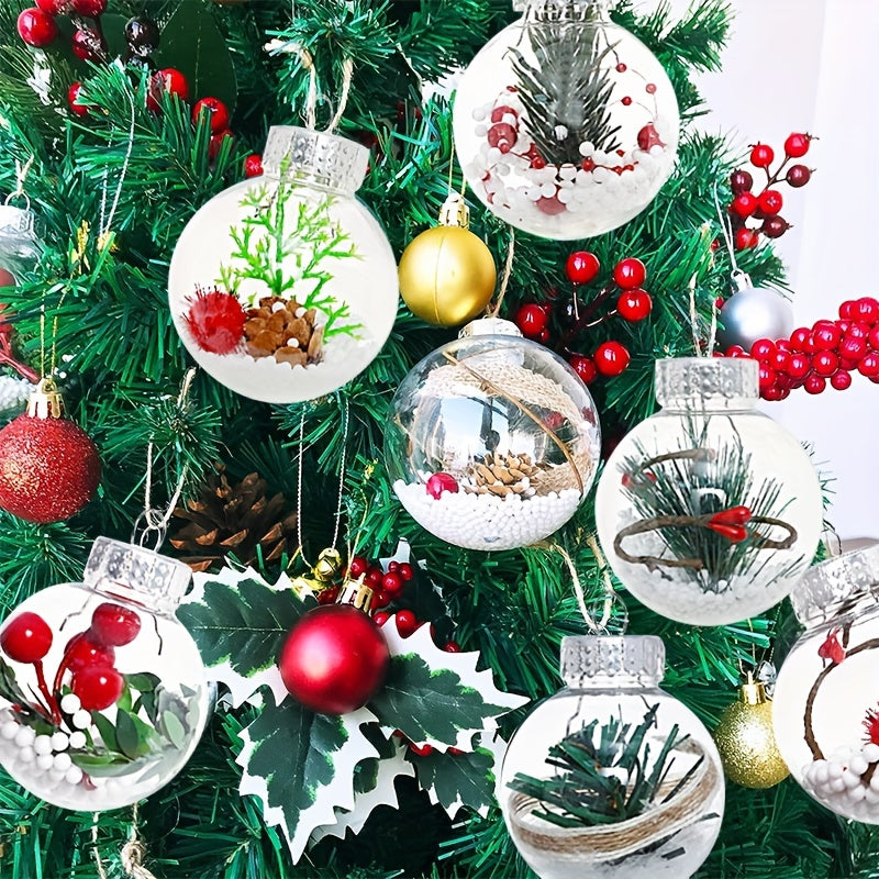 12pcs Transparent Christmas Ball Pendants Tree Hanging Decoration