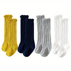 4 Pairs Baby Cable Knit Knee High Socks For Boy And Girls