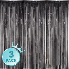 3pcs 3x6ft Foil Tassel Backdrop Curtains - Party Decorations