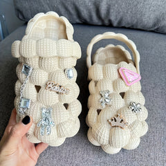 Women's Bubble Slippers With Charm Closed Round Toe Slippers
