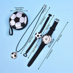Boys' LED Light Up Watch Set with Soccer Sports Wristband & Necklace