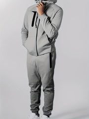 Men's Zip Up Hooded Sweatshirt & Sports Pants Set