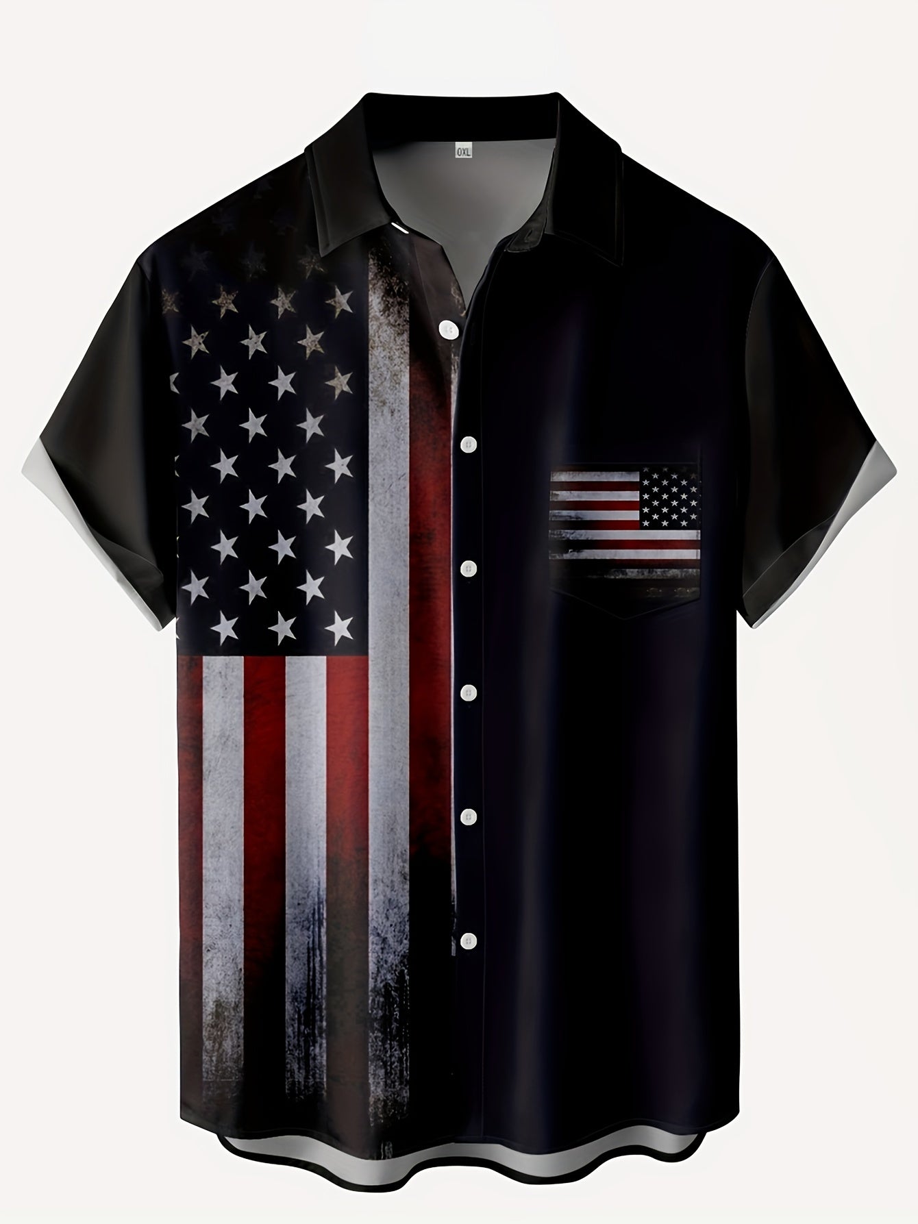 American Flag Print Men's Short Sleeve Shirt for Summer Vacation Resort