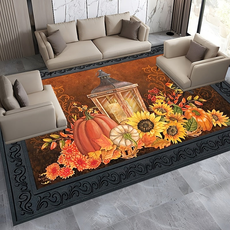 Halloween Pumpkin Print Area Rug Waterproof Non Slip Stain Resistant Floor Mat