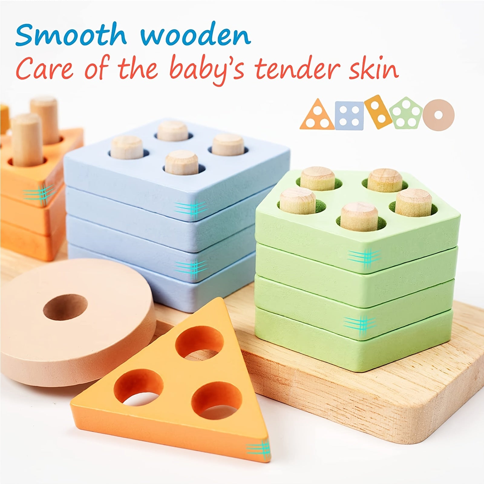 Wooden Shape Sorter & Learning Puzzles for Toddlers
