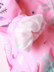 Girls' Unicorn Print Hooded Jacket