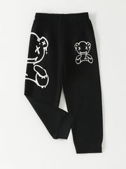 Boy's Bear Print Stretch Pants for Spring and Fall