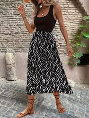 Ditsy Floral Print Sleeveless Midi Dress Women's Clothing