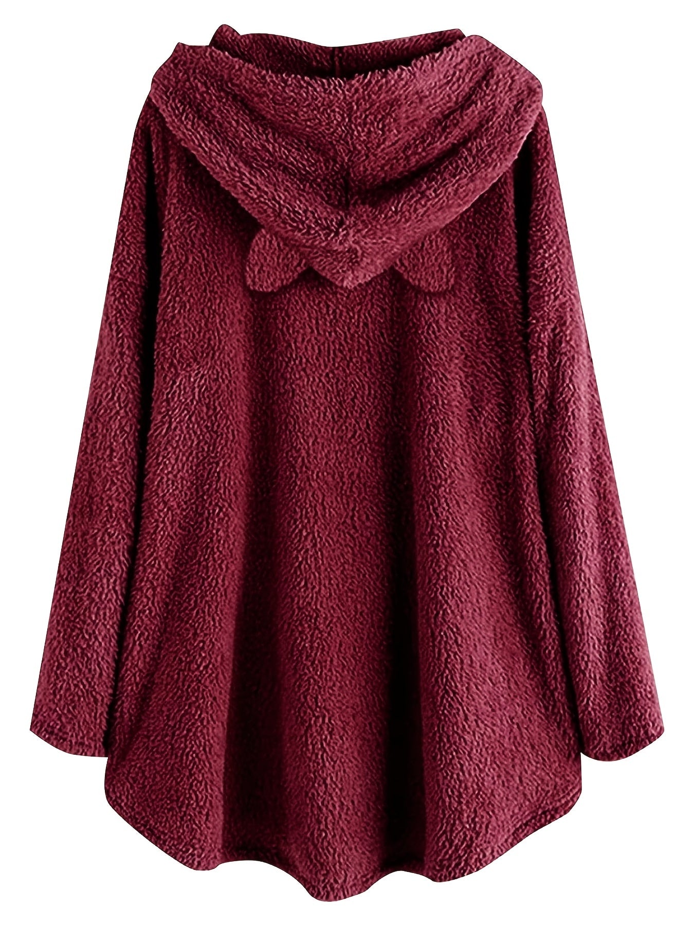 Graphic Print Fuzzy Loose Hoodie Casual Hooded Pocket Long Sleeve