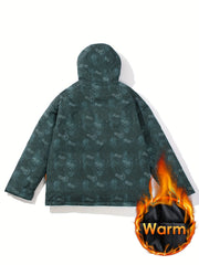 Allover Print Hooded Puffer Jacket for Women