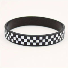2pcs Checkerboard Pattern Silicone Bracelet Racing Wristband