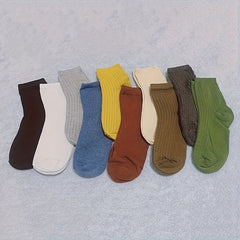5pairs Men's Crew Socks Breathable Solid Socks