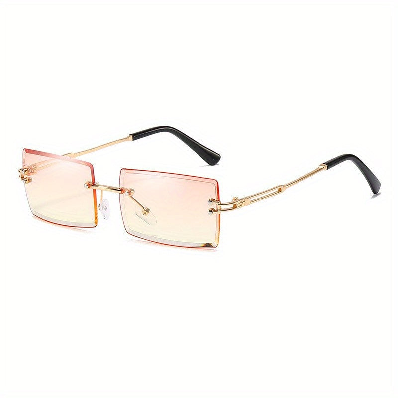 Rectangle Rimless Sunglasses Gradient Anti Glare UV400