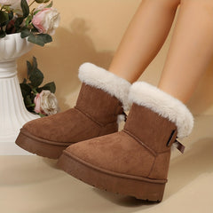 Thick Sole Non Slip Snow Boots Plush Lined Furry Winter Shoes