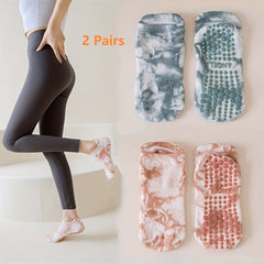 Tie Dye Ankle Socks Anti Skid Gripper Yoga Pilates Barre Ballet Fitness