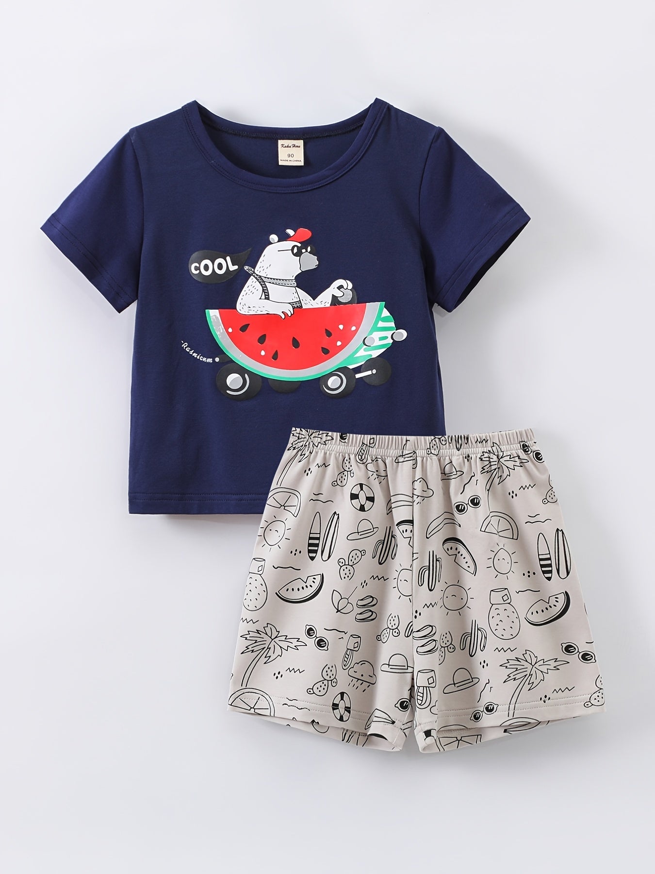 Boys Bear Watermelon Car Outfit T shirt & Shorts Summer Kids Clothes