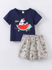 Boys Bear Watermelon Car Outfit T shirt & Shorts Summer Kids Clothes
