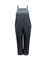 Solid Wide Leg Jumpsuit With Pockets