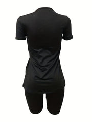 Casual Two Piece Set Short Sleeve T-shirt & Biker Shorts Outfit