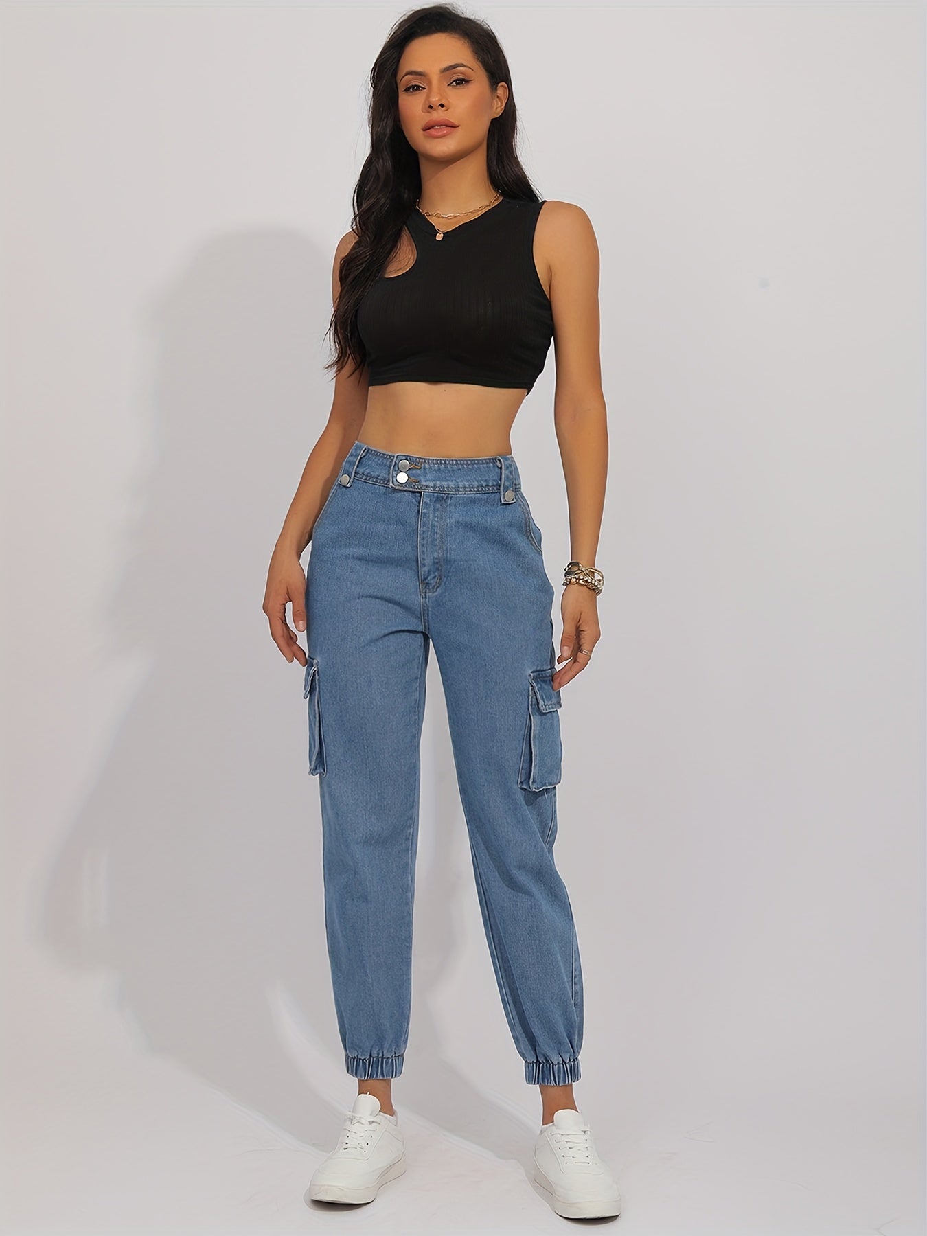 Cargo Jogger Jeans Street Style Denim