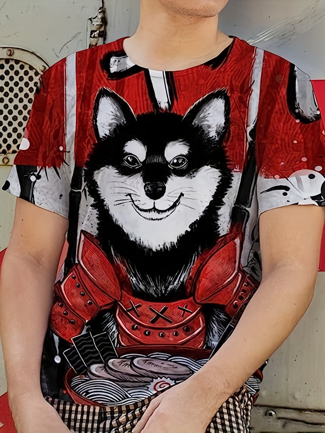 Men's Husky Graphic T-shirt: Casual, Slightly Stretch, 3D Print Tee