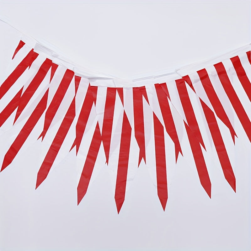 Carnival Circus Bunting Banner Red Striped Pennant Birthday Party Decor