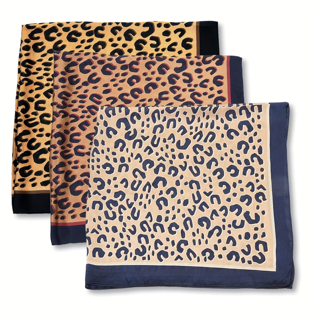 Leopard Print Square Scarf Classic Silk Neckerchief Casual Bandana