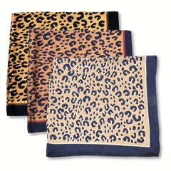 Leopard Print Square Scarf Classic Silk Neckerchief Casual Bandana