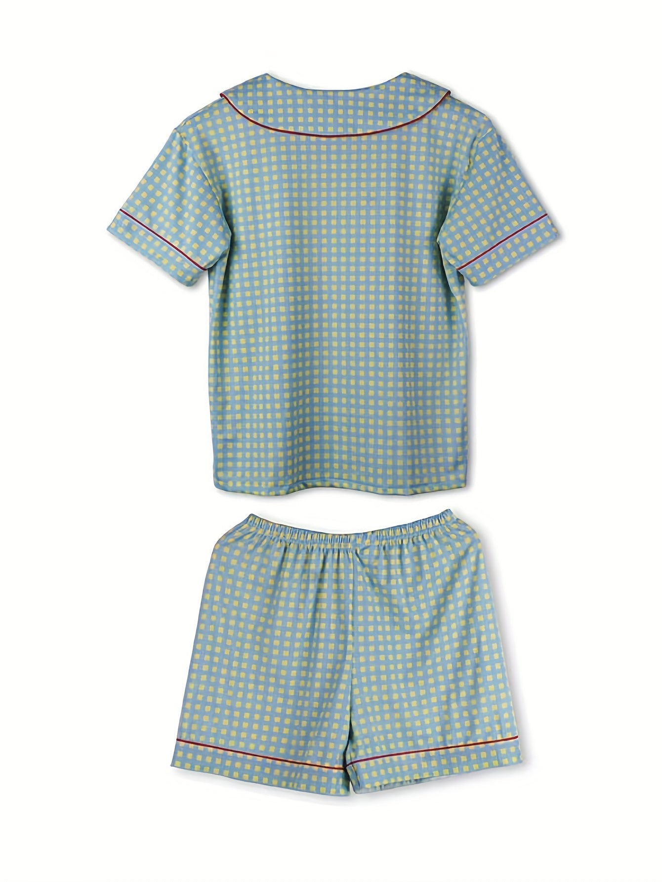 Plaid Pajama Set Short Sleeve Top & Shorts Women's Sleepwear