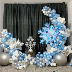Snowflake Balloon Garland Arch Kit - Winter Wonderland Christmas Party Decor