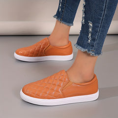 Women's Quilted Flat Loafers Slip On Walking Shoes Casual Skate Shoes